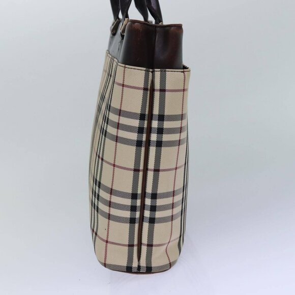 BURBERRY Nova Check Hand Bag Nylon Beige Silver Auth - Picture 4 of 16
